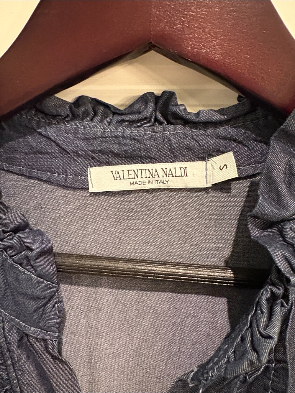 Navy Ruffle-Trim Button Front Dress - Picture 3 of 5